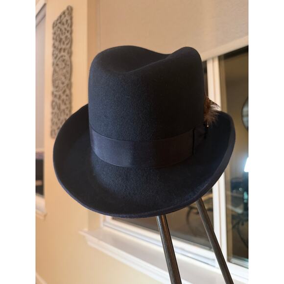 Stacy Adams Classic Men’s Wool Felt Fedora – Navy Blue (XL) - Picture 3 of 10
